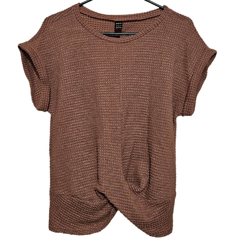 Shein Cuffed Sleeve Knotted Blouse
